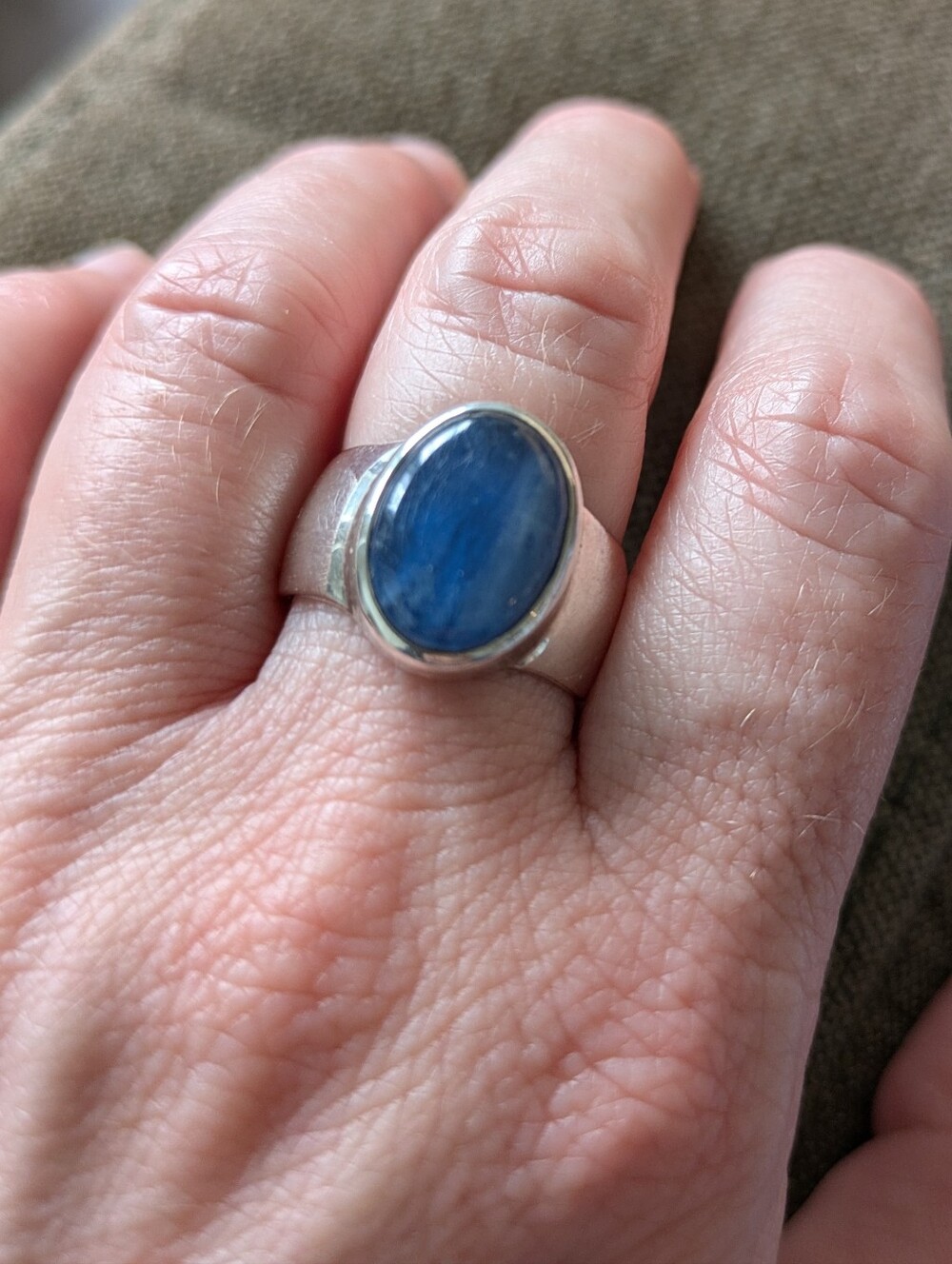 Blue Kyanite Stone With Sterling Silver Ring as Seen On Euphoria